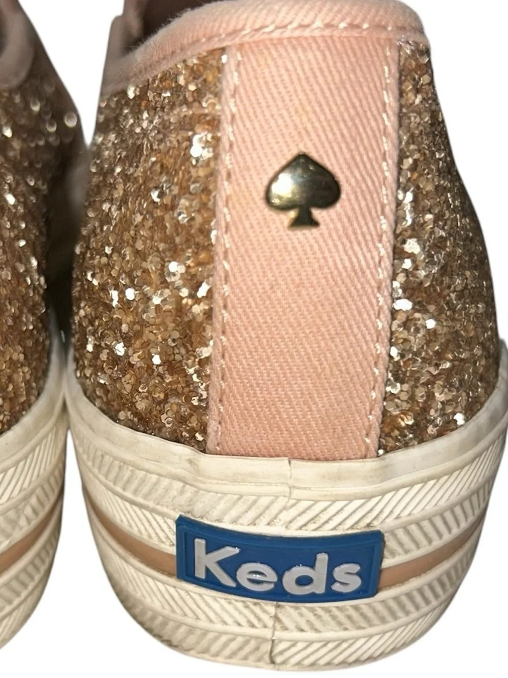 Kate Spade Keds rose gold glitter slip on Sneakers